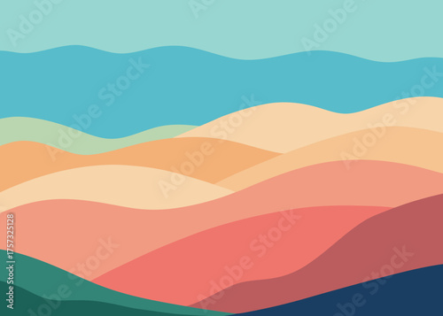 gouache soft sky hill layers landscape background