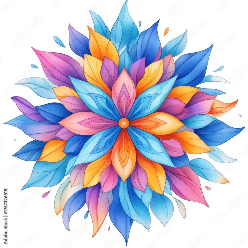 Fototapeta premium Vibrant watercolor flower bouquet with leaves and butterflies on white background