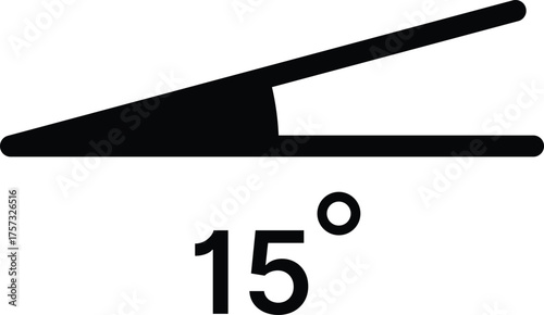 15 degree angle icon set. 15 degrees angle symbols. Mathematical or math degree angle sign 15 