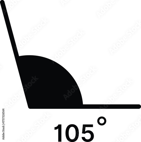 105 degree angle icon set. 105 degrees angle symbols. Mathematical or math degree angle sign 