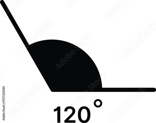 120 degree angle icon set. 120 degrees angle symbols. Mathematical or math degree angle sign 120 