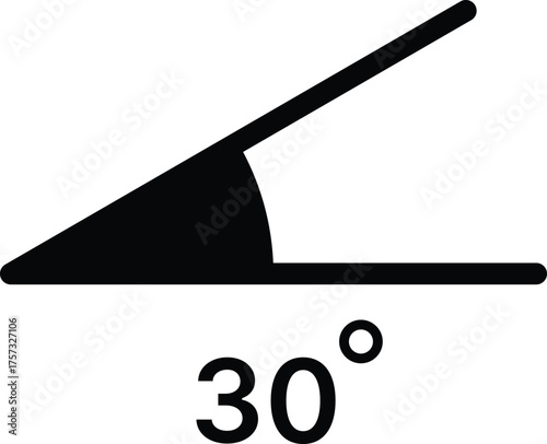 30 degree angle icon set. 30 degrees angle symbols. Mathematical or math degree angle sign 30 