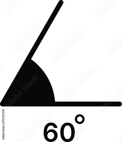 60 degree angle icon set. 60 degrees angle symbols. Mathematical or math degree angle sign 60 