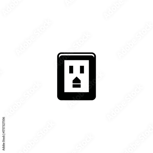 A simple black and white graphic showing an electrical outlet. It's a vector style image on white