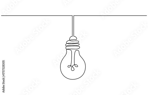 Light bulb continuous one line drawing. Single line vector illustration business concept