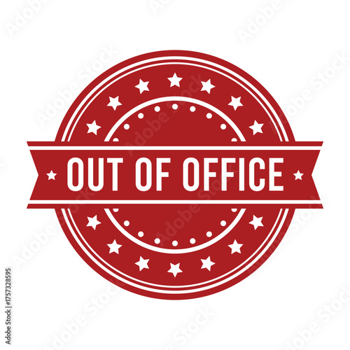 Out of Office Red Ribbon Stamp Vector