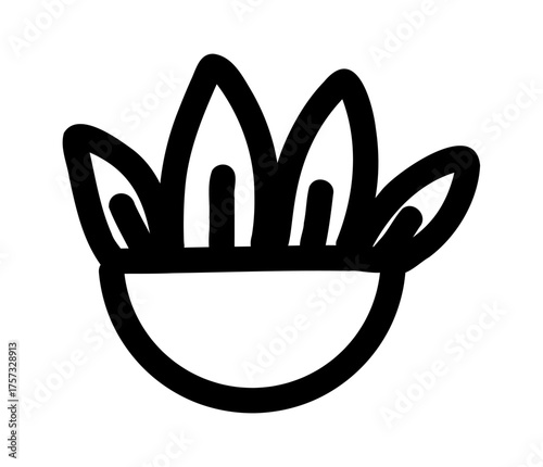 Hand-drawn doodle flower in pot icon simple cute sketch home nature plant cozy decoration element isolated on white background for journaling and creative use.