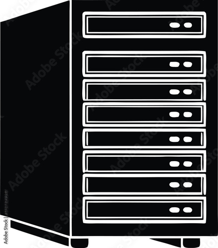 silhouette vector illustration of office server rack