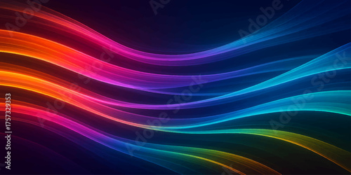 Abstract colorful background with glowing blue and purple waves and lines creating a flowing energy pattern