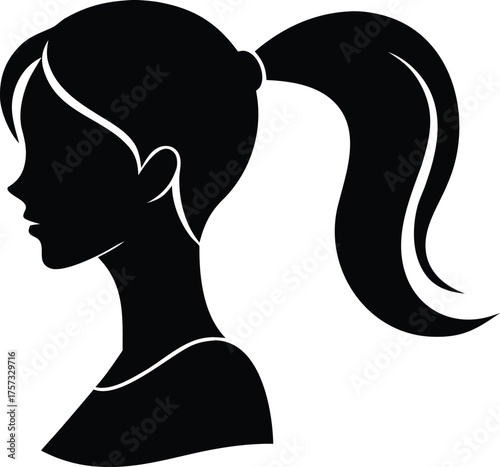  woman ponytail icon silhouette vector illustration