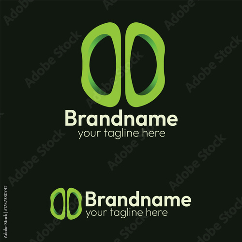 Modern Abstract Brain Logo Design Vector Template in Green Gradient Color Representing Intelligence, Mind, Creativity, Education, or Medical Technology