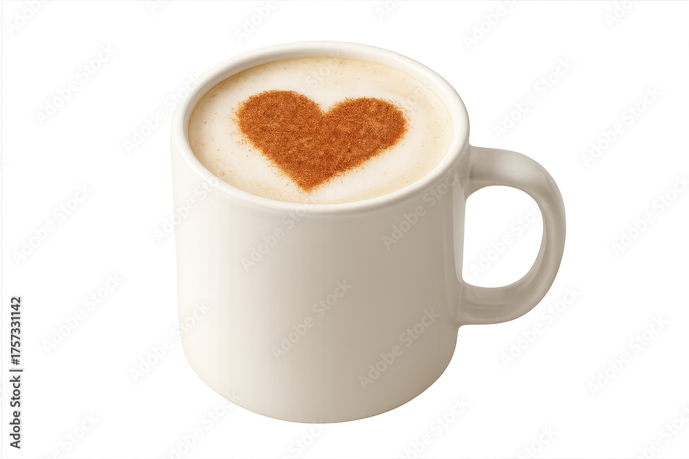 Fototapeta premium Latte art heart in white ceramic coffee mug