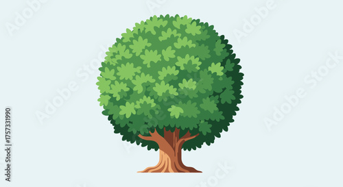 A lush green tree with a thick brown trunk and dense foliage, symbolizing nature and growth