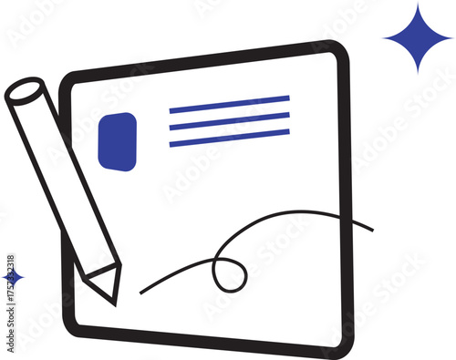 Digital signature icon with pencil and document