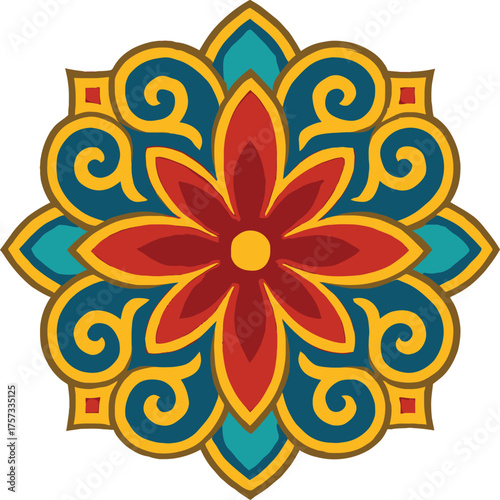 Infinite Design Harmony: Colorful Motifs For Seamless Pattern Vector Illustration - Vibrant Elements Dancing With Endless Creative Beauty, Mandala