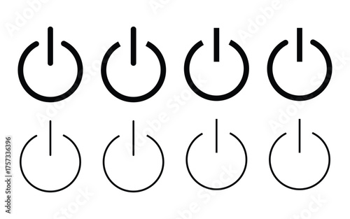 Set of power on off icons — flat style vector collection of modern power buttons and symbols
