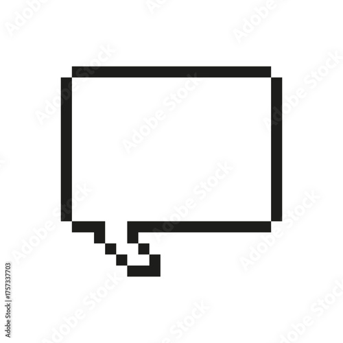 Rectangular Chat Box Outline Icon. Pixel Art Symbol of Messaging Interface Balloon. Isolated Vector Illustration