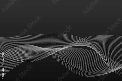 黒いグラデーションに波打つラインの抽象的な背景デザイン