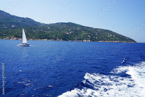 Giglio Island seen from the sea, Tuscan archipelago, Italy