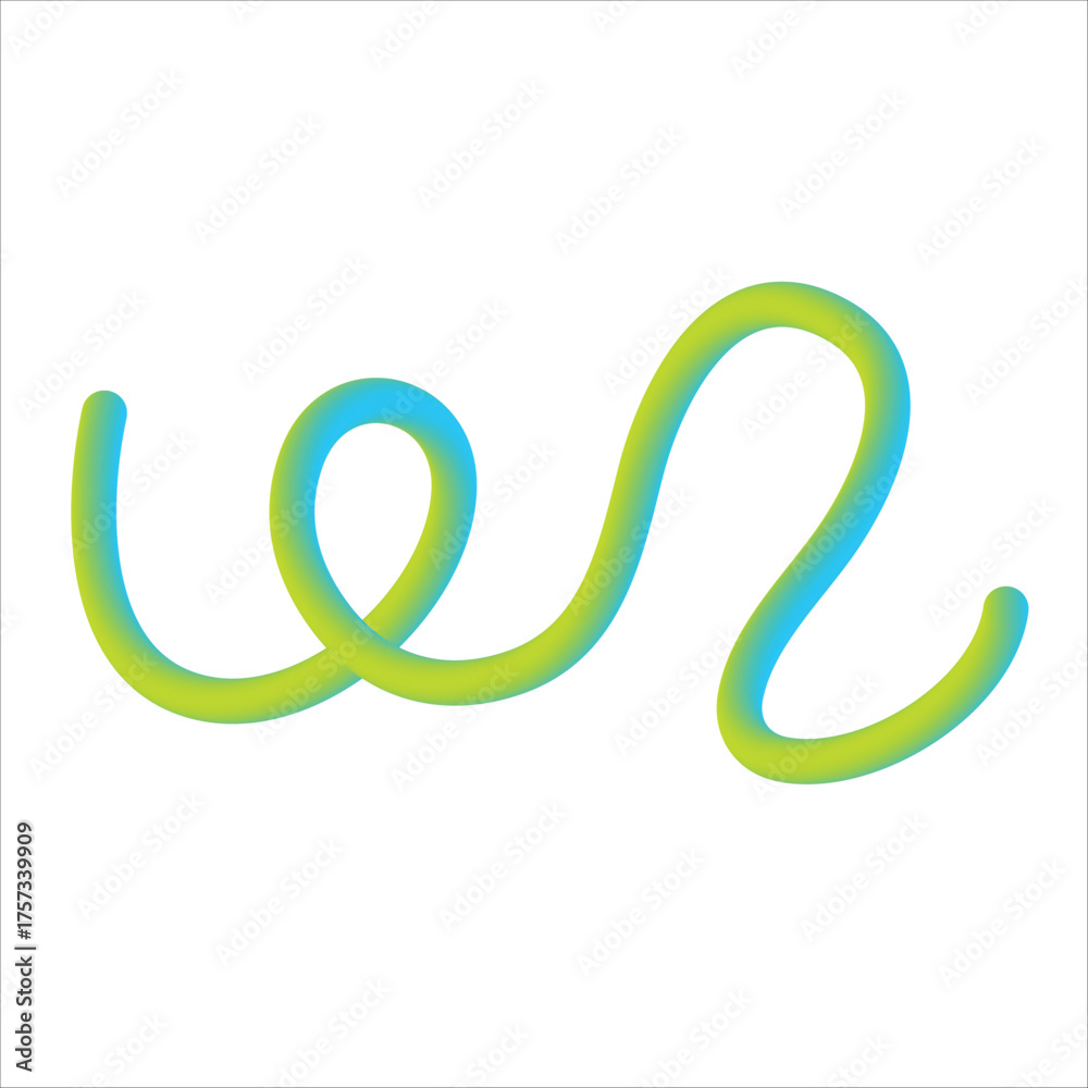 Fototapeta premium Brightly colored flexible wire or tube with a gradient of blue and green hues