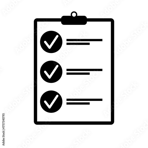 clipboard with check mark sign on white paper. checklist icon isolated on white background