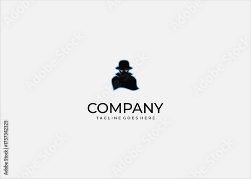 Spy Man Silhouette Icon: Mysterious Agent in Trench Coat and Fedora Hat, Secret Service, or Private Detective Vector.