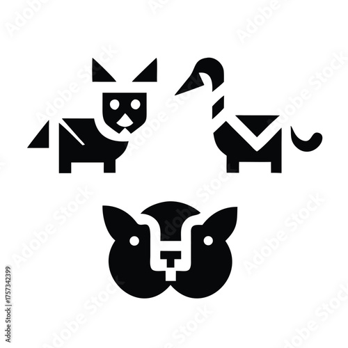 Geometric Animal Mascot Logo Set for Modern Brands