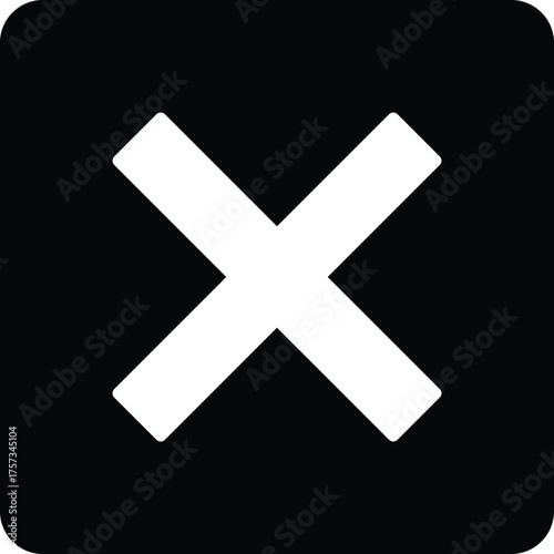 Premium Quality Silhouette Hand made Design - White cross symbol in a black rounded square, representing close or cancel action