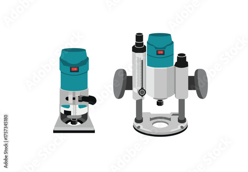 Vector illustration of a wood router isolated on white background – Woodworking Power Tool

Description: