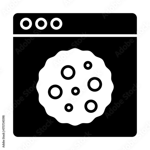 Premium Quality Silhouette Hand made Design - Cookie Website Window Shows Delicious Treat with Circle Patterns Inside Main Shape