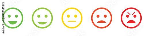 Emoji set bar bad to good feeling indicator for customer feedback. Bad and Good Review. happy, smile, neutral, sad and angry emoji. Vector illustration.