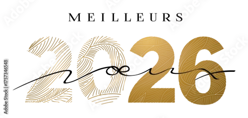 Fototapeta MEILLEURS VOEUX 2026 AVEC LIGNES DORÉES