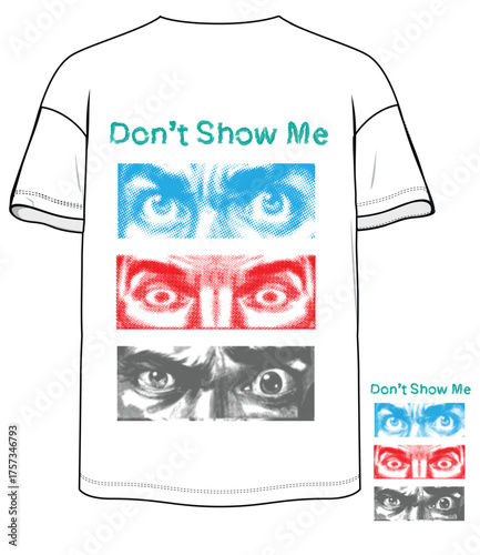 t shir vector design alphabet text Man angry eye doted color art