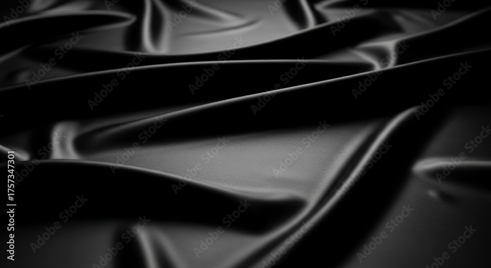Fototapeta premium Abstract Black Fabric Waves Soft Texture Background Seamlessly Flowing