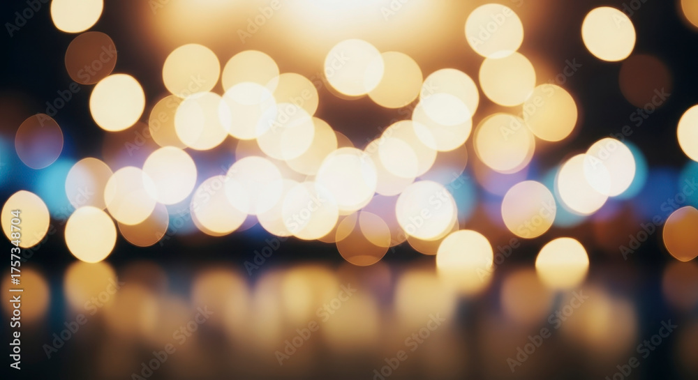 Fototapeta premium Warm golden bokeh lights creating a magical ambiance for celebrations and events
