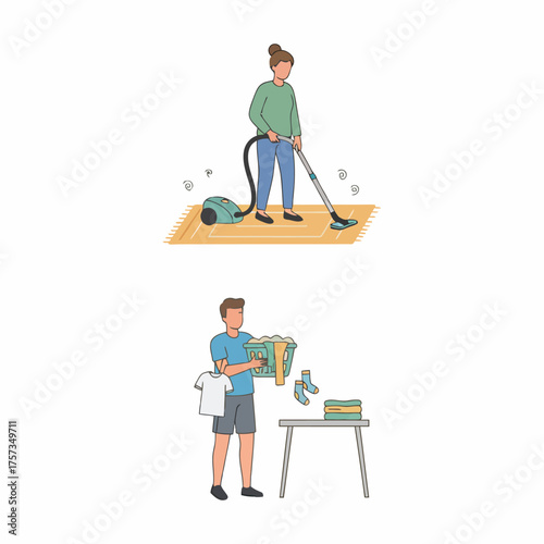 Caring Parent Doing Household Chores at Home