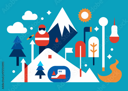 winter mountain ski adventure collage