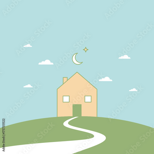 Peaceful Evening Home Under Starry Sky