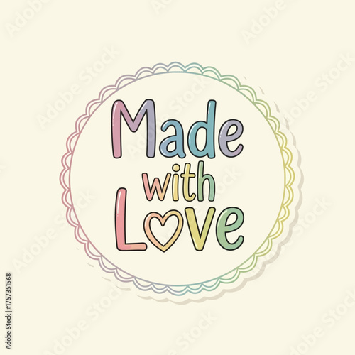 Pastel handmade with love badge design
