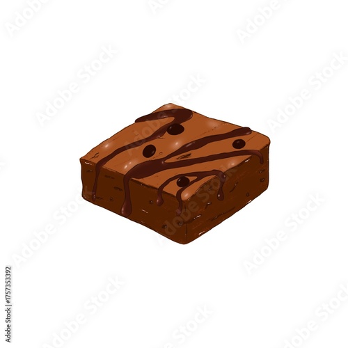 fudgy brownie illustration with chocolate melt