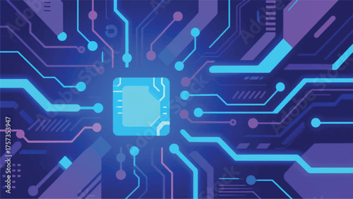 Modern Technology Circuit Illustrator Artwork Banner Background Design Template 