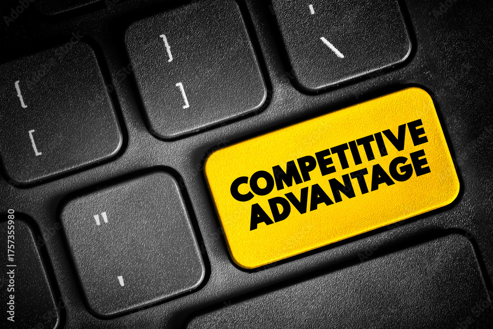 Fototapeta premium Competitive Advantage - attribute that allows an organization to outperform its competitors, text button on keyboard, concept background