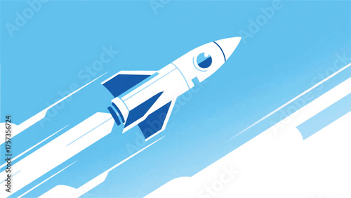 Modern Flying Rockets Above the Sky Illustrator Artwork Banner Background Design Template 