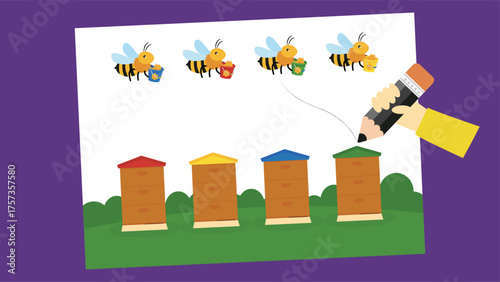 Beekeeping concept. Beekeeping concept. Vector illustration flat design.