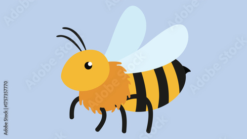 Bee on a blue background. Vector illustration of a cartoon bee.