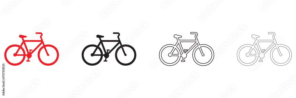 Obraz premium bicycle vector icon set, cycling bicycle symbol vector, silhouette and line art