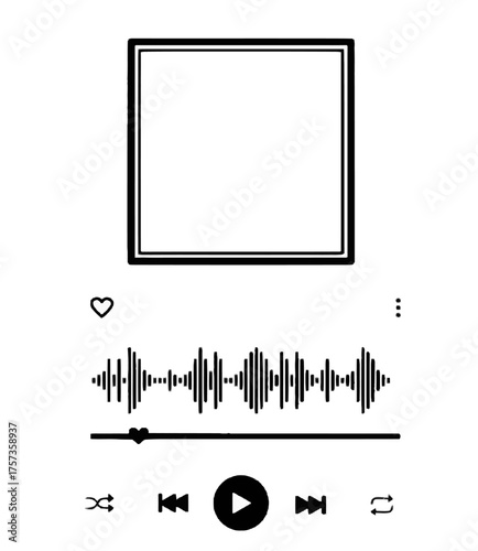Modern Music Player Interface Minimalist Audio Visualization and Control Panel with Playback Icons