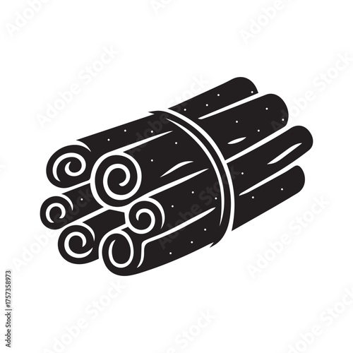 Bundle of cinnamon sticks silhouette tied clipart