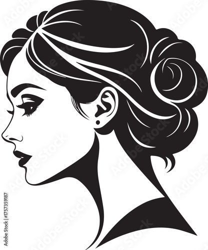 Black silhouette of woman face