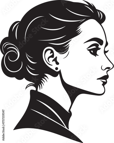 Black silhouette of woman face